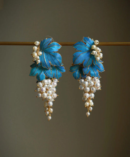 Drip Overgild Stud Sterling Earrings Chic Glaze Grape Silver Blue