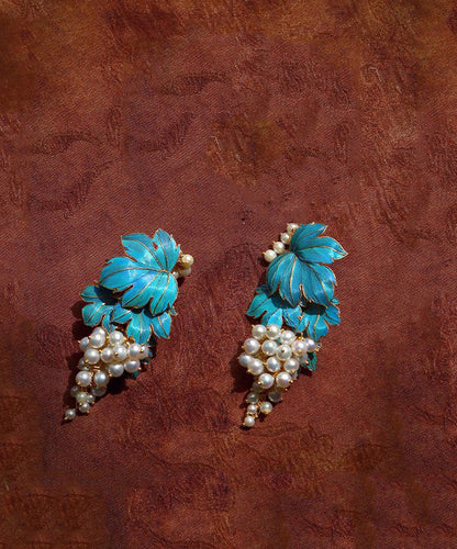 Drip Overgild Stud Sterling Earrings Chic Glaze Grape Silver Blue