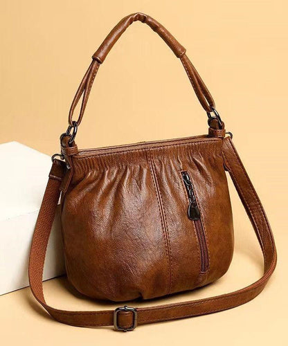 Chic Versatile Leather Faux Shoulder Brown Bag