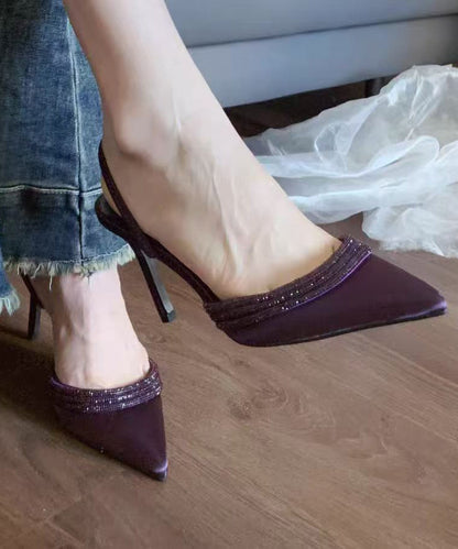 Champagne Stiletto Zircon Sandals Pointed Toe Splicing Chic