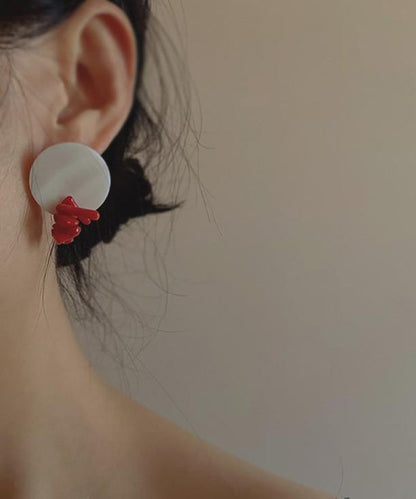 Alloy Chic Earrings Shell Colorblock Stud