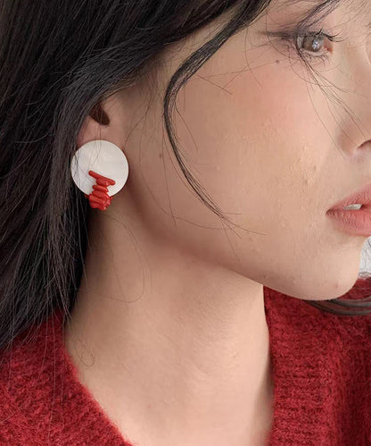Alloy Chic Earrings Shell Colorblock Stud