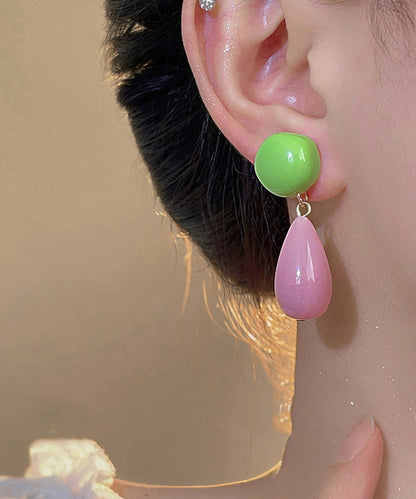 Chic Colorblock Sterling Silver Overgild Alloy Resin Drop Earrings GH1089