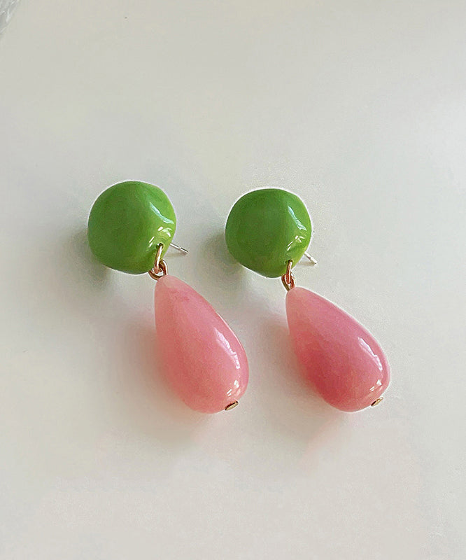 Chic Colorblock Sterling Silver Overgild Alloy Resin Drop Earrings GH1089