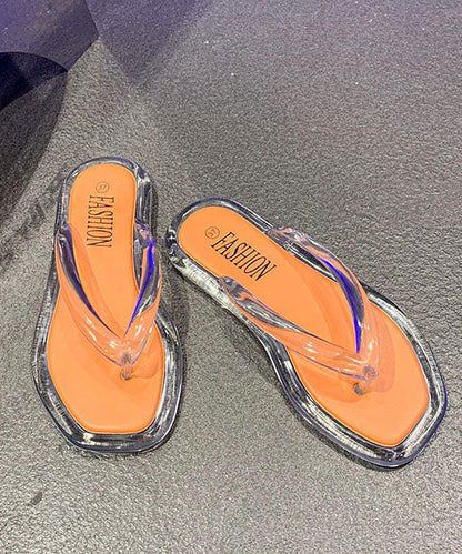 Chic Comfortable Black Clear Flats Flip Flops AA010