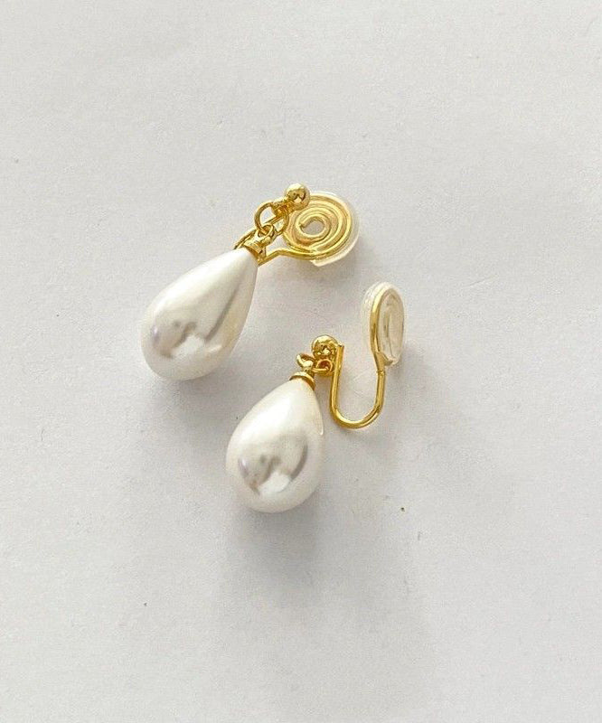 Pearl Copper Earrings Stud Chic Gold Alloy Drop Water
