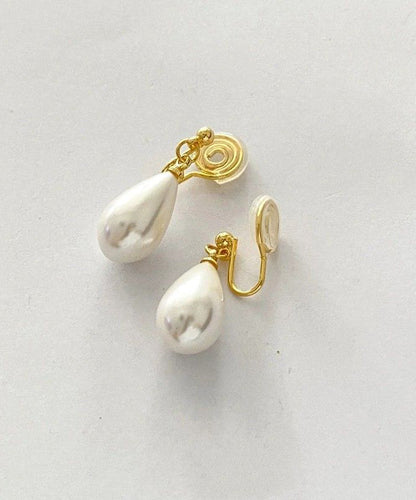 Pearl Copper Earrings Stud Chic Gold Alloy Drop Water