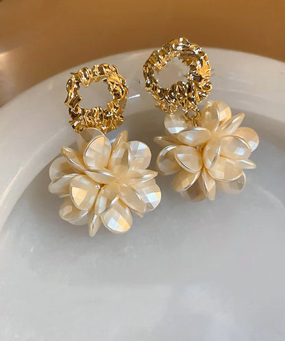 Gold Chic Drop Alloy Copper Resin Floral Earrings