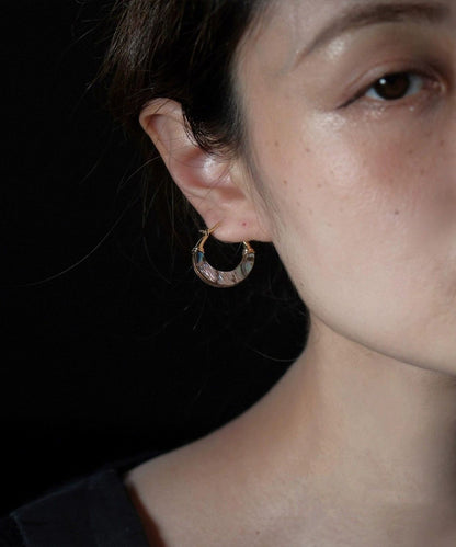 Hoop Earrings Copper Overgild Gold Shell Chic