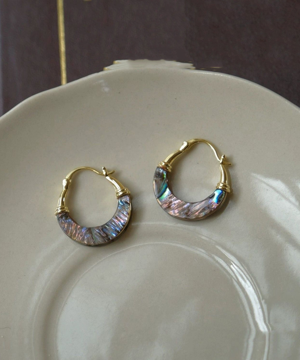 Hoop Earrings Copper Overgild Gold Shell Chic