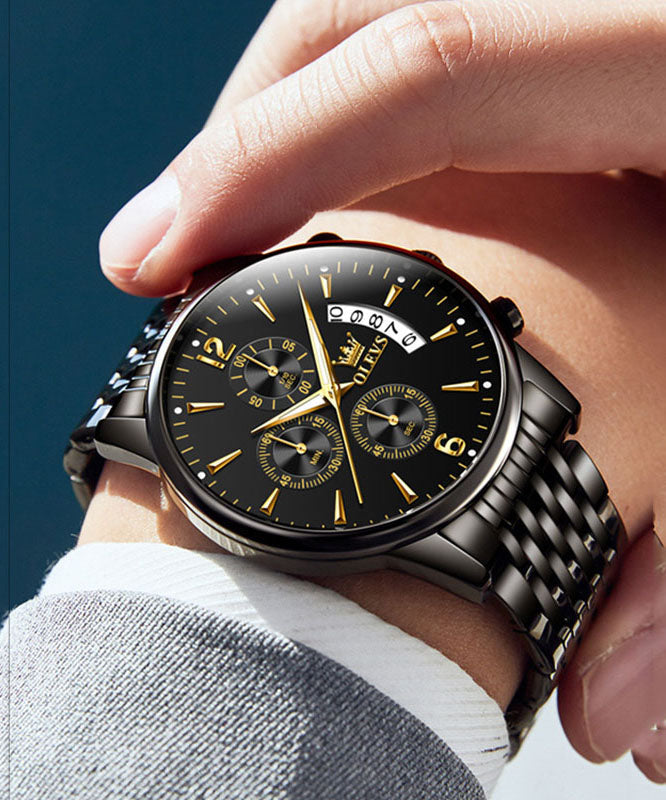 Gold Watches Steel Machinery Movement Stainless Chic Quartz