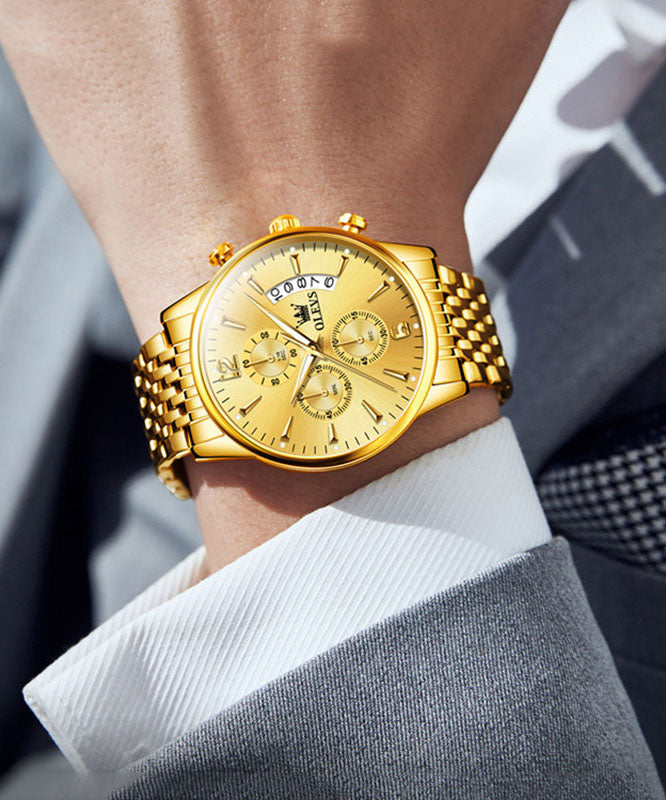 Gold Watches Steel Machinery Movement Stainless Chic Quartz