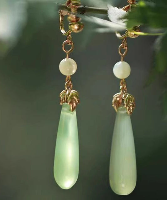 Chic Green Sterling Silver Alloy Pearl Drop Earrings AC1070