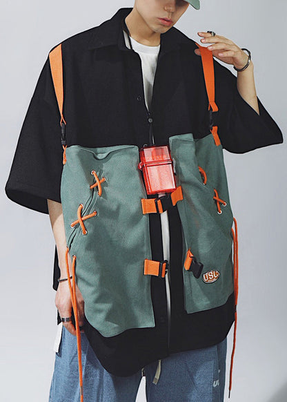 Shirts Lace Sleeve Up Men Cotton Half Chic T Patchwork Khaki