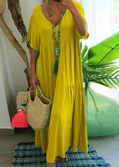 Beach Dress Green Cotton Lake Oversized Summer Patchwork Chic