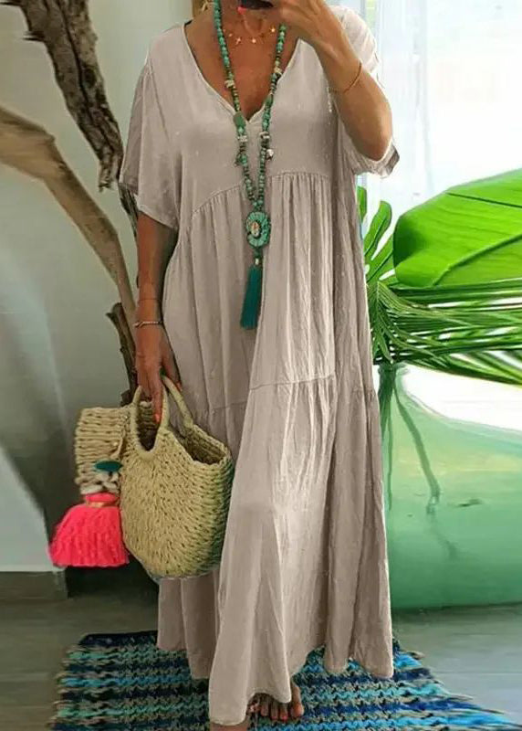 Beach Dress Green Cotton Lake Oversized Summer Patchwork Chic