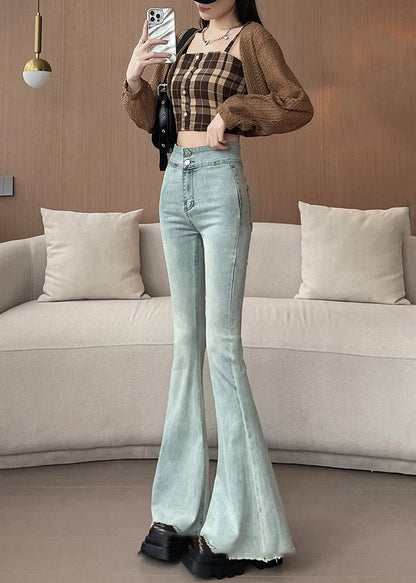Chic Light Blue High Waist Denim Bell-bottom Trousers Spring YP025