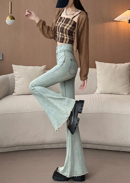 Chic Light Blue High Waist Denim Bell-bottom Trousers Spring YP025