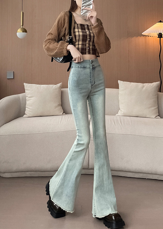 Chic Light Blue High Waist Denim Bell-bottom Trousers Spring YP025