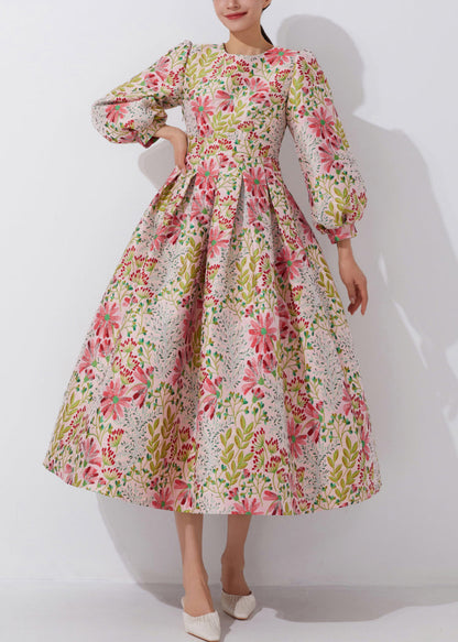 Chic Multi O-Neck Embroidered High Waist Dress Fall QR039