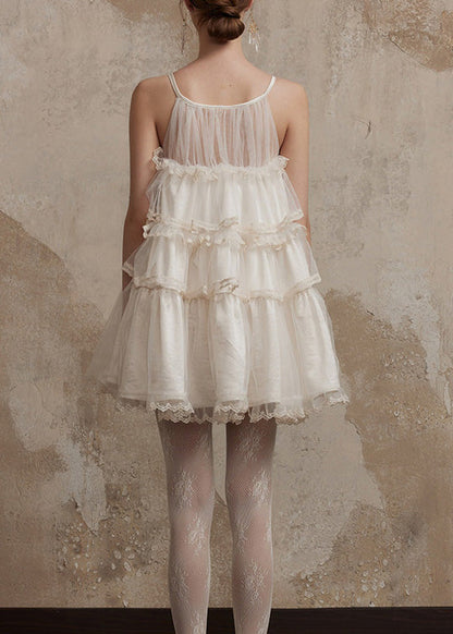 Ruffled Patchwork Tulle Pink Chic Summer Dresses Mini