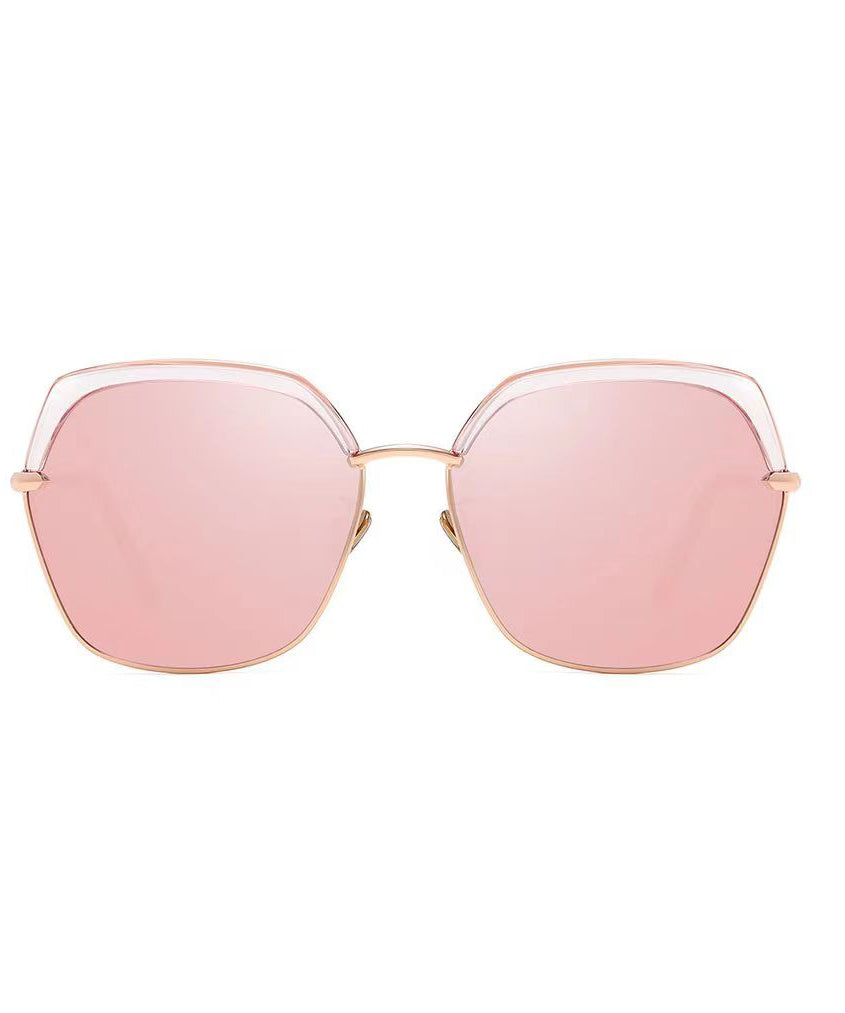 Chic Pink Sun Protection And Large Frame Round Face Sunglasses XS1062