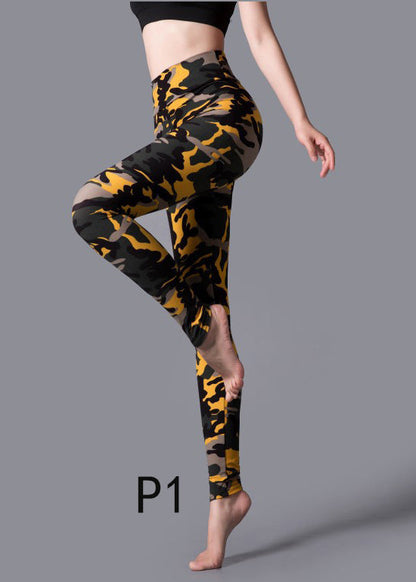 Running Capri Print Leggings Waist High Chic