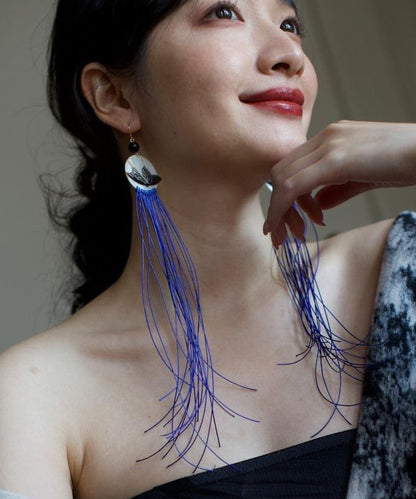 Shell Alloy Butterfly Chic Tassel Earrings Drop Purple Agate