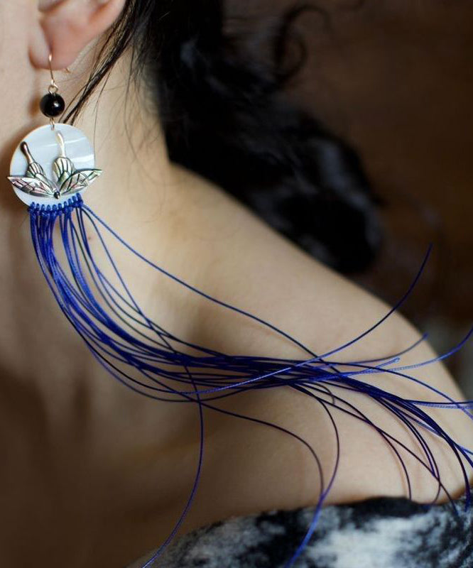 Shell Alloy Butterfly Chic Tassel Earrings Drop Purple Agate