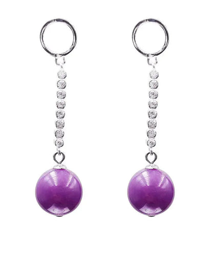 Chic Purple Sterling Silver Inlaid Gem Stone Zircon Drop Earrings Ada Fashion