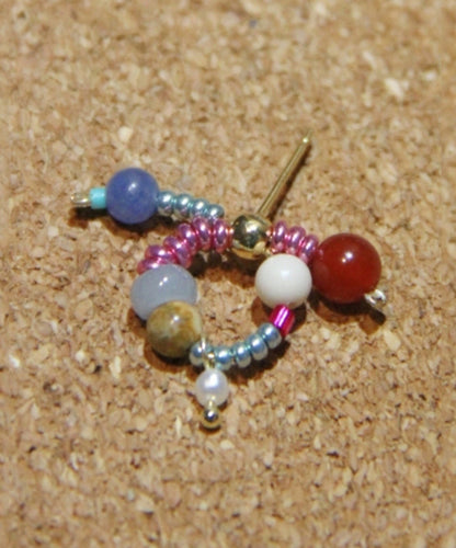 Silver Stud Bow Sterling Overgild Rainbow Jade Agate Chic