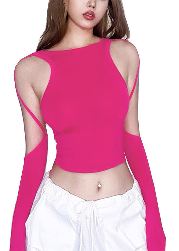 Shoulder Top Asymmetrical Chic Summer Rose Cold