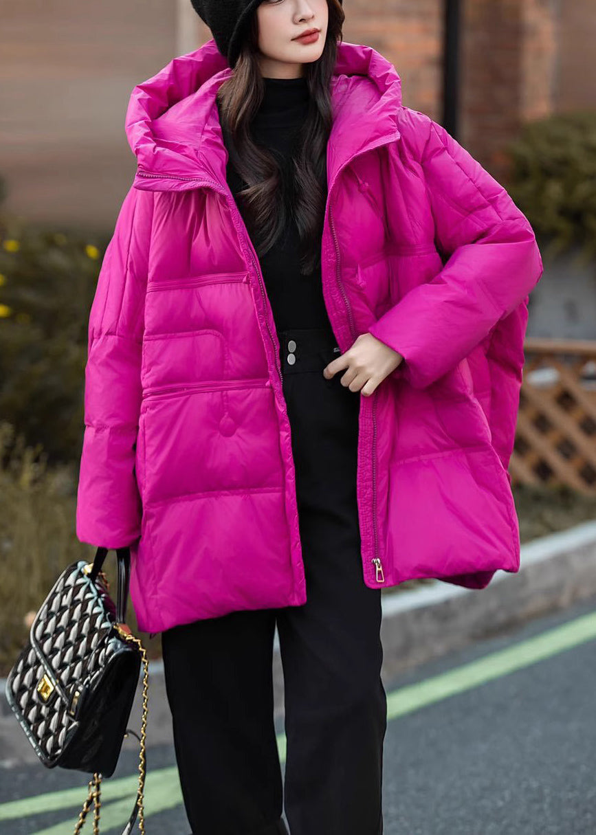 Chic Rose Hooded Duck Down Puffer Jacket Winter