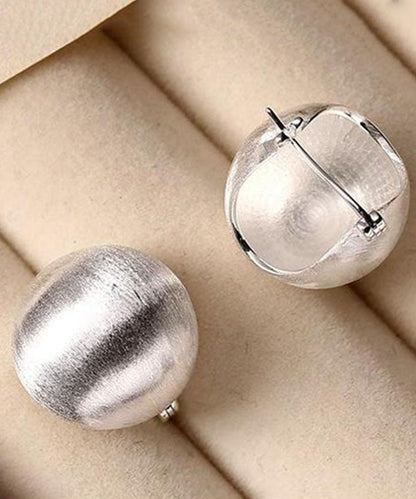 Sanding Spherical SIlk Sterling Chic Hoop Earrings Silver