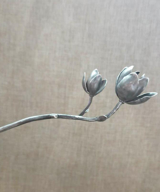 Chic Silk Sterling Silver Yulan Magnolia Hairpin TX047