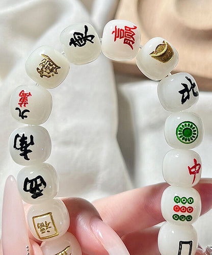 Alloy Mahjong Chain Buddhist Chic Bead White Bracelet