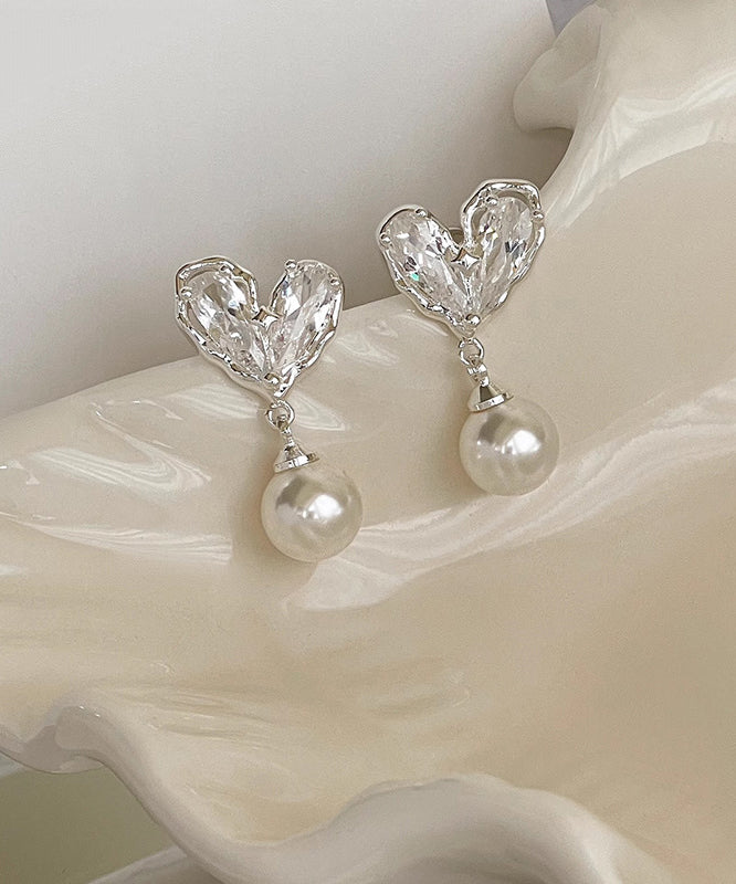 Love Pearl Copper Chic Overgild Drop Earrings White