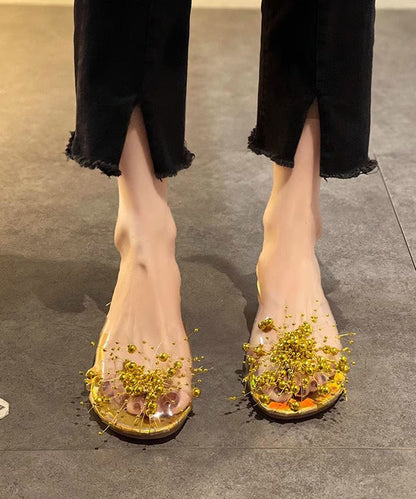 Bead White Sandals Splicing Slide Nail Chic Clear