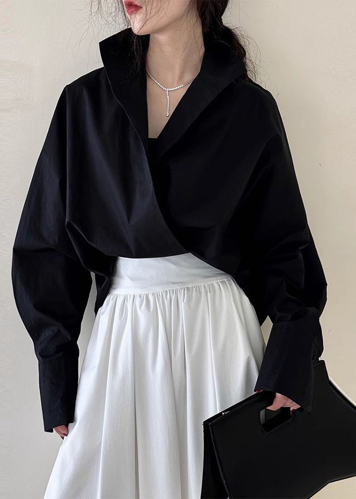 Collar Stand Chic Shirts Solid White Spring