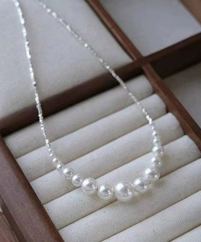 Chic White Sterling Silver Pearl Broken Silver Princess Necklace YA005