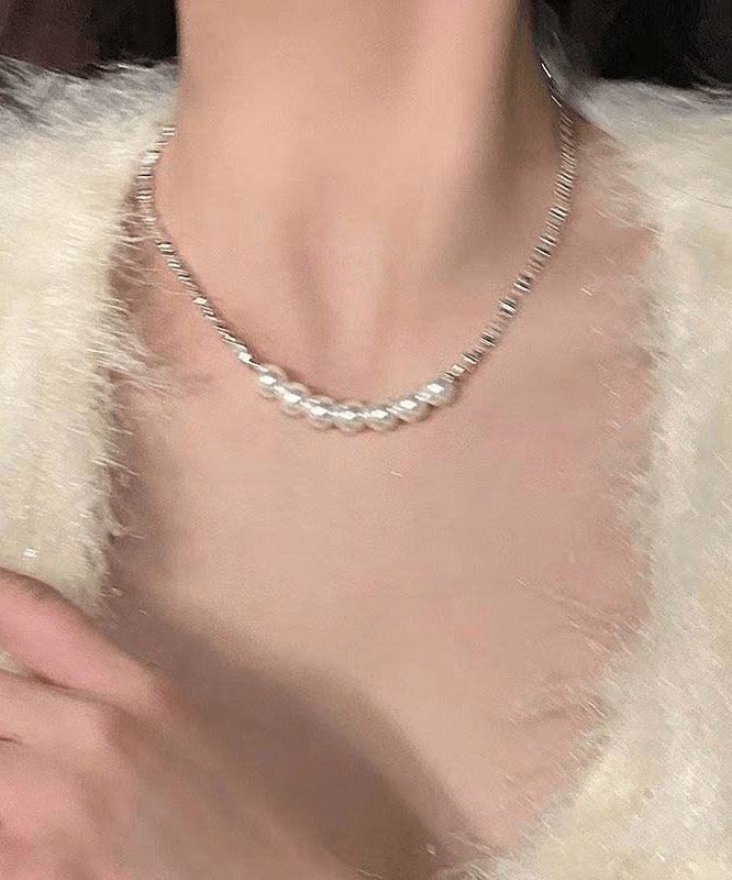 Chic White Sterling Silver Pearl Broken Silver Princess Necklace YA005