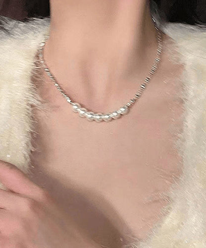 Chic White Sterling Silver Pearl Broken Silver Princess Necklace YA005