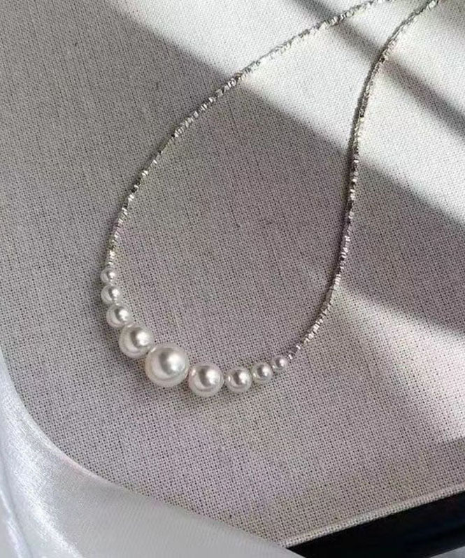 Chic White Sterling Silver Pearl Broken Silver Princess Necklace YA005