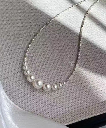 Chic White Sterling Silver Pearl Broken Silver Princess Necklace YA005