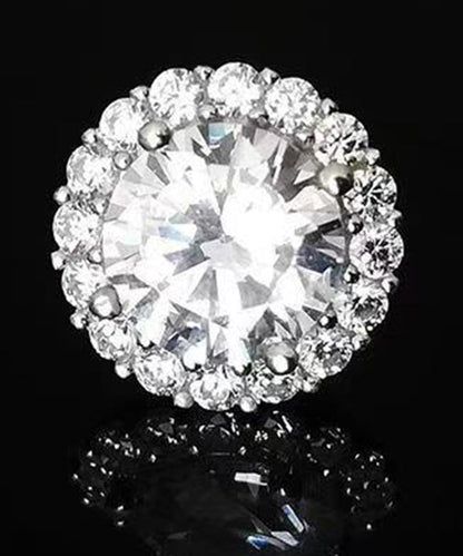 Men Sterling White Stud Earrings Chic Silver Zircon