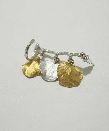 Chic Yellow Sterling Silver Leaf Hoop Earrings QU048