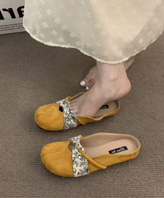 Splicing Chic Suede Boutique Slide Yellow Sandals