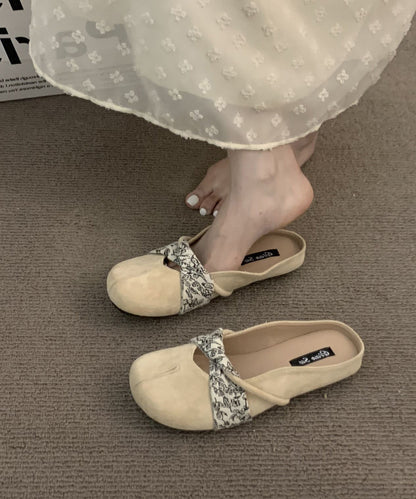 Splicing Chic Suede Boutique Slide Yellow Sandals