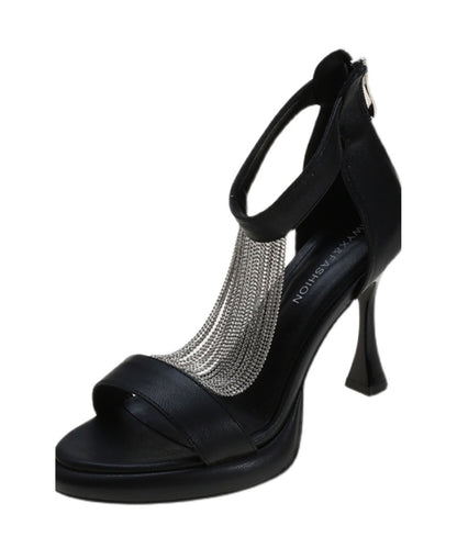 Zircon Beige Sandals High Leather Faux Chic Splicing Heel