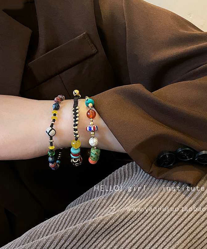 Chinese Style Alloy Weaving Agate Beading Little Elephant Charm Bracelet TX040